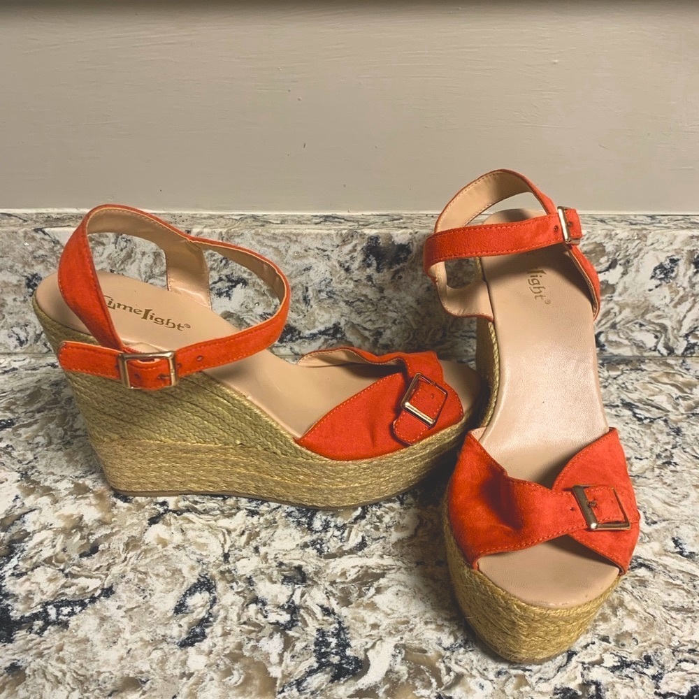 Limelight Open Toe Coral Suede Wedge Heel